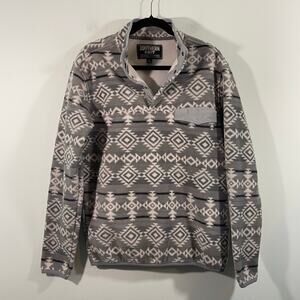 Southern Grit Men Grey & White Aztec Print Snap Neck Fleece Pullover Size S